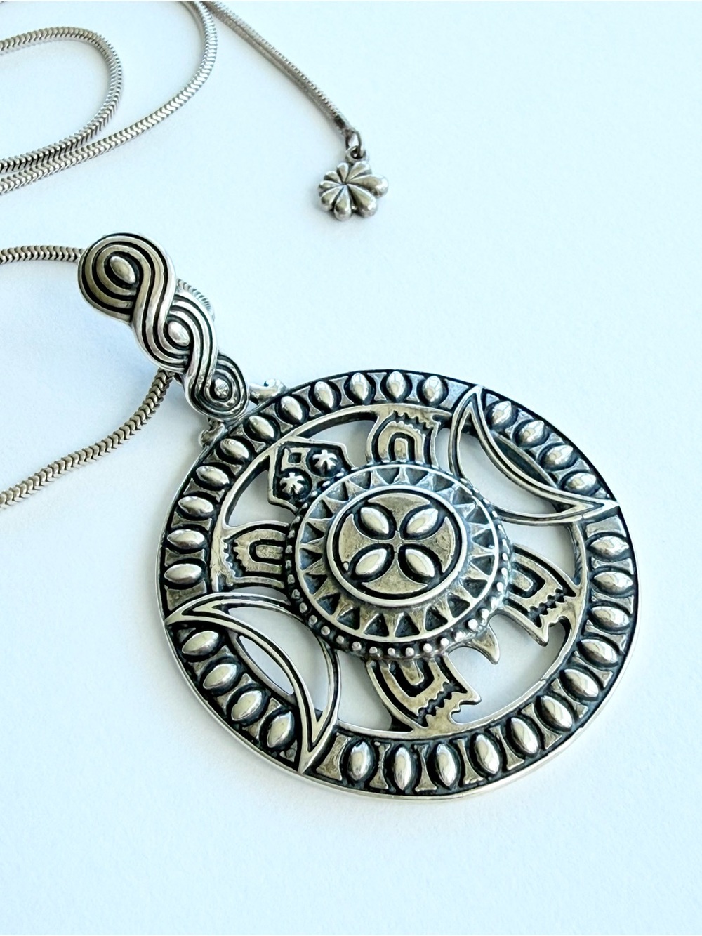 Carolyn Pollack 925 Turtle Medallion Pendant Marahlago Adjustable Chain Necklace